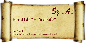 Szedlár Anikó névjegykártya